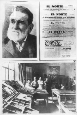 Retrato de Ramón A. Carvajal, clisés titulo //El Norte// y talleres del diario