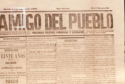 Periódico //Amigo del Pueblo//, 11 de agosto de 1864, Año I Nº 60