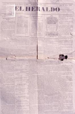 Periódico //El Heraldo//, 19 y 20 de febrero de 1883, año IV, Nº 1290
