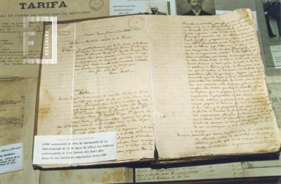 Libro con el acta de instalación de la Municipalidad, el 12 de marzo de 1854