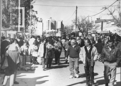 Peregrinos de la Virgen del Rosario por calle Sarmiento