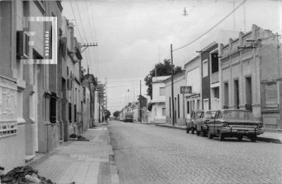 Calle Ameghino entre 25 de Mayo e Italia. Vereda par