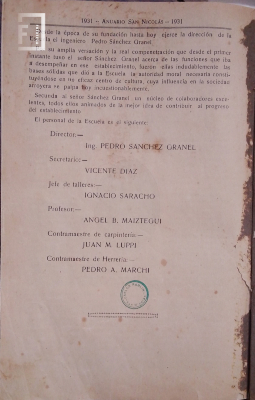 Artículo Escuela Artes y Oficios - Anuario San Nicolás 1931 