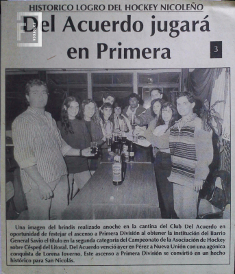 Brindis en la cantina del Club del Acuerdo por el festejo del ascenso a Primera División 