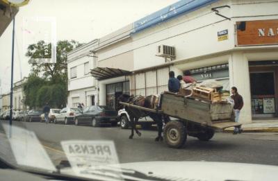 Cartoneros en el centro de San Nicolás