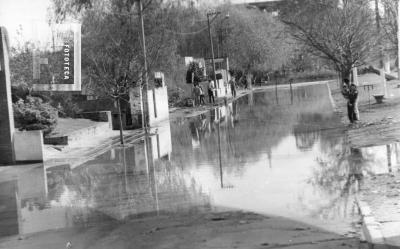 Creciente del Paraná, calle Guardias Nacionales inundada