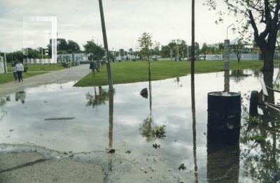 Creciente del Paraná, calle Guruciaga inundada