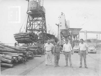 Grupo en Puerto Nuevo, carga de troncos