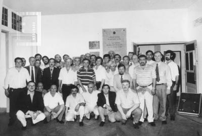 25º aniversario Promoción 1970 de Técnicos Electromecánicos y Metalúrgicos de la ENET Nº1  "Manuel N. Savio". Descubrimiento placa en hall.