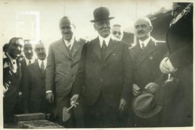 Presidente castillo colocando la piedra fundamental del nuevo edificio de la Escuela Normal