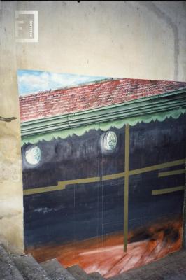 Proceso del pintado del mural evocativo del Mercado Norte (//Chico//), por Héctor Burgos