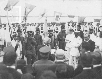 Actos en Puerto Nuevo con motivo del traslado de la bandera del Batallón San Nicolás al Museo Histórico Nacional.