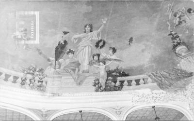 Interior cúpula del Teatro, pintura de Rafael Barone, 1907