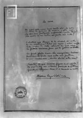 Soneto //La casa// manuscrito de Rega Molina