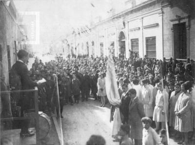 Acto Casa del Acuerdo en 1927, habla el estudiante José E. de la Torre