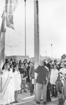 Acto conmemorativo Gral. San Martín, Plaza de la Libertad. Intendente Bent, Tcnl. Rodríguez